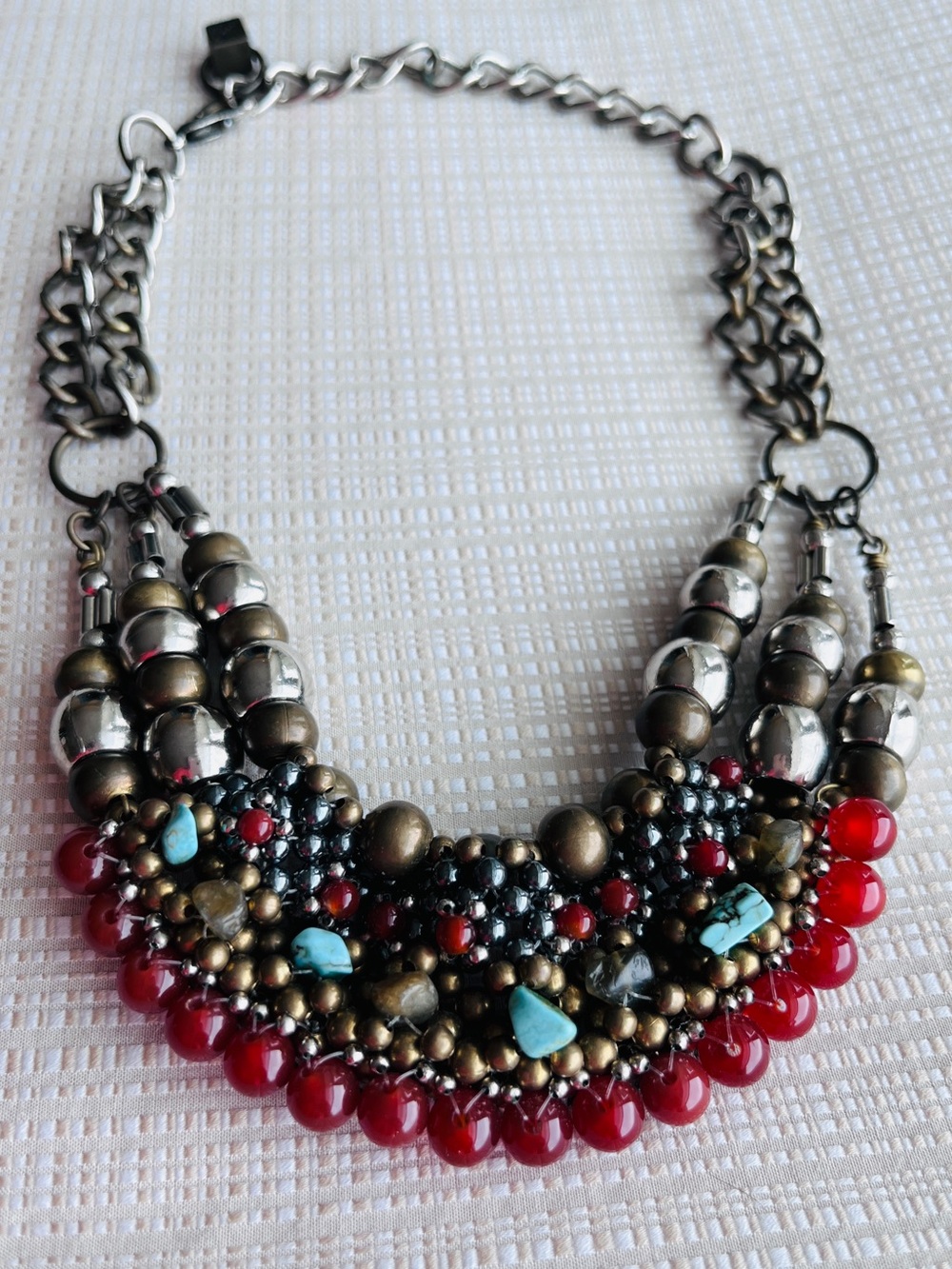 Vintage Anthropologie Pam Hiran Bold Statement Necklace Boho Etruscan Revival - Picture 4 of 15